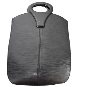 VTG St. Maarten Black Epi Leather Handbag Handmade in Italy Lucite Handle